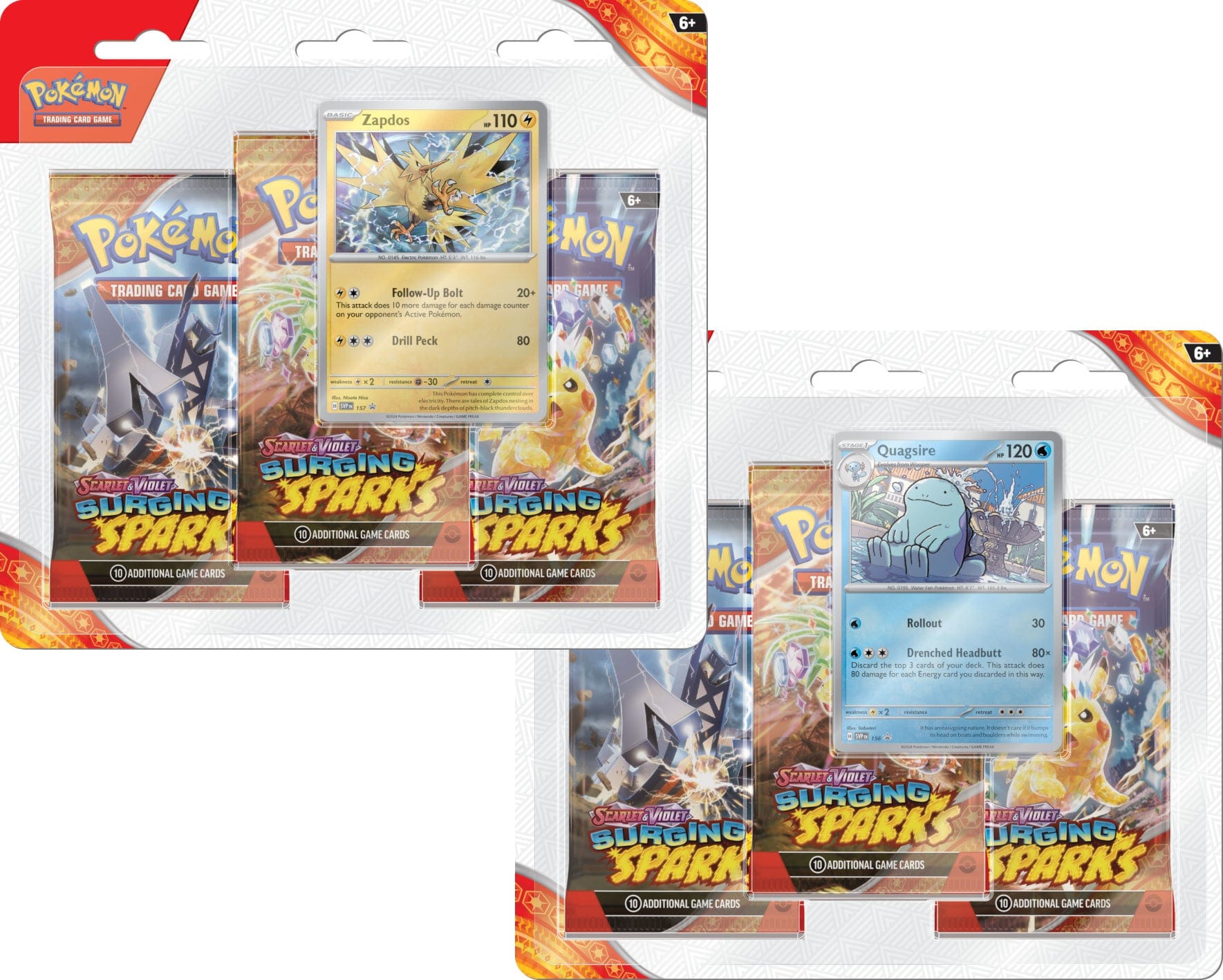 Pokemon Surging Sparks -Set of 2- [Zapdos/Quagsire] 3-Pack Blister