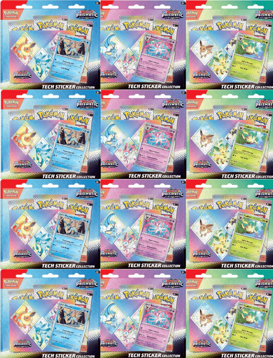 Pokemon SV8.5 Prismatic Evolutions Tech Sticker Collection [x12] Case