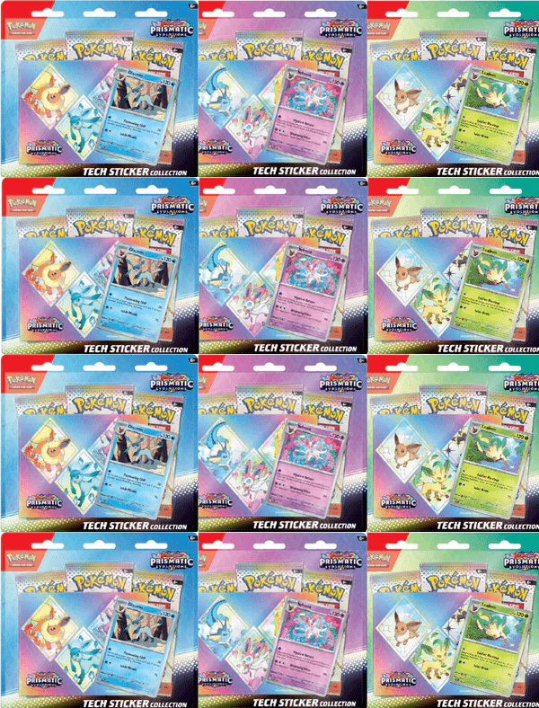 Pokemon SV8.5 Prismatic Evolutions Tech Sticker Collection [x12] Case