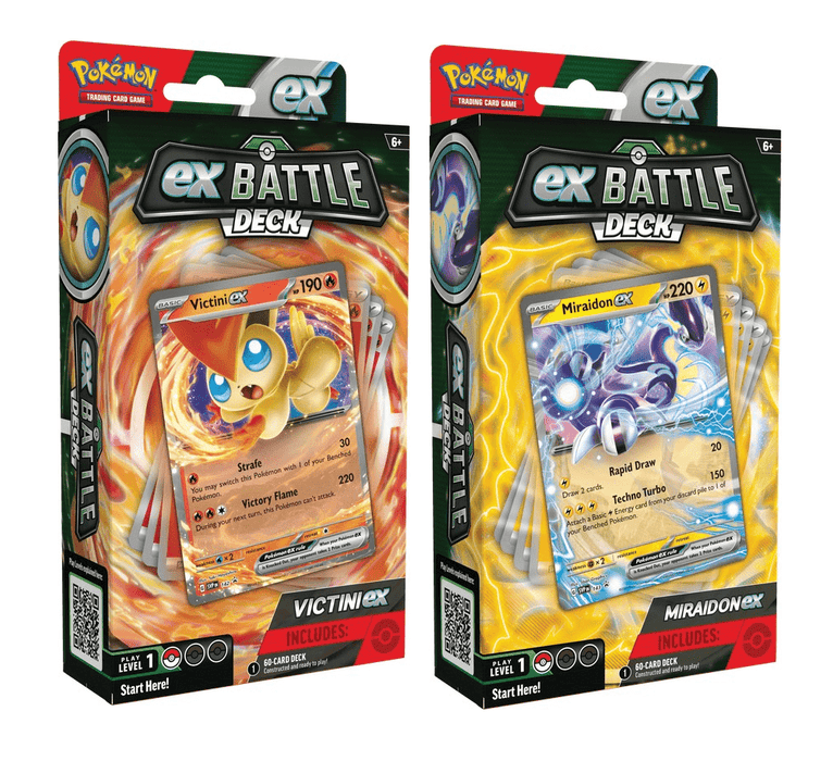 Pokemon -Set of 2- Victini/Miraidon ex Battle Decks